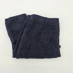 Zara Basic Linen Blend‎ Cropped Pants Navy Blue Women Size 28